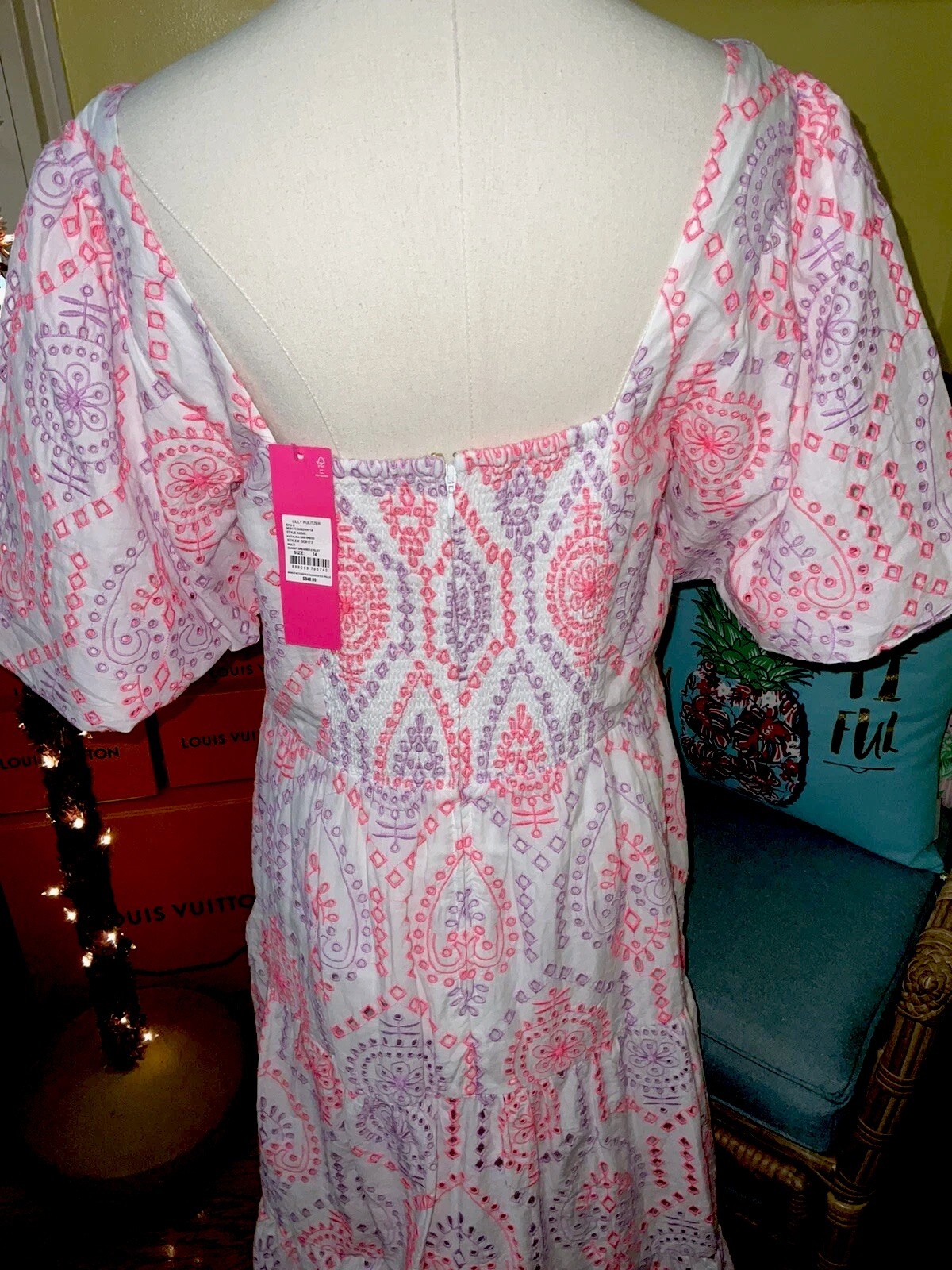 Lilly Pulitzer NWT Katalina Midi Eyelet Dress Sunset Dreamer Eyelet $348 Size 14