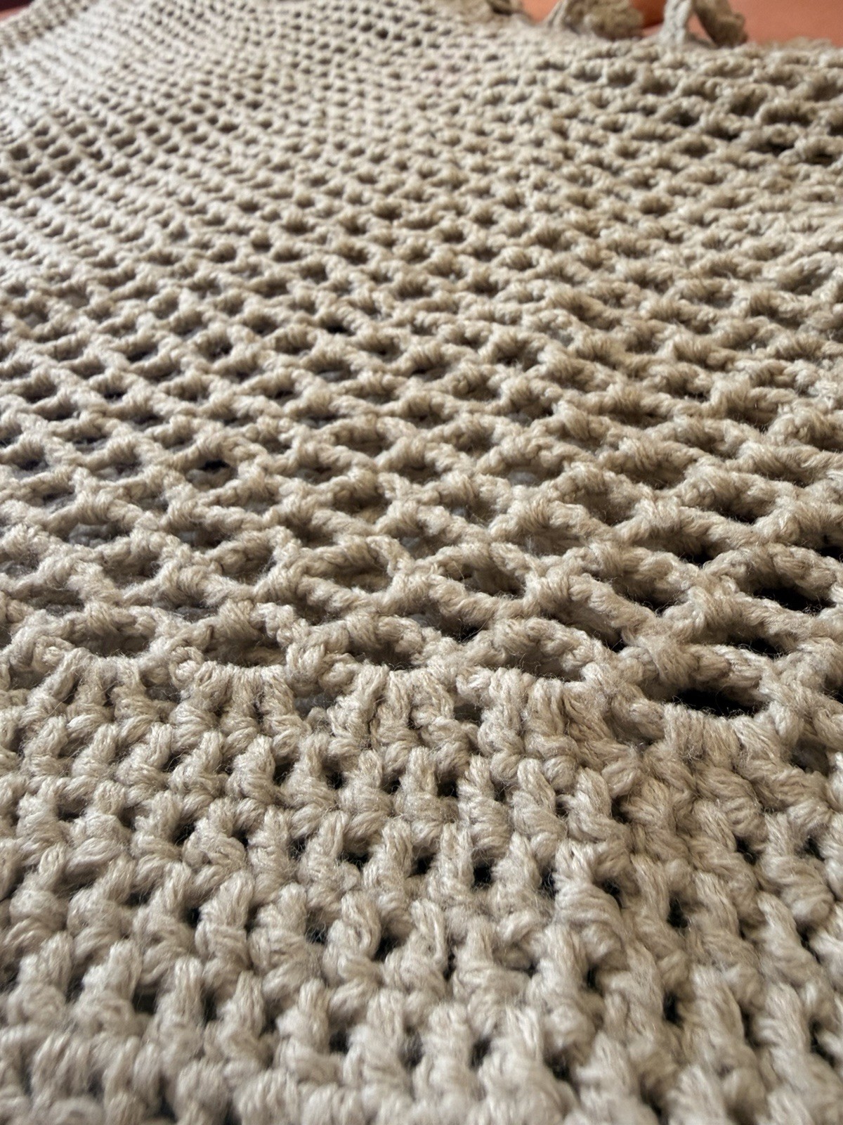 Handmade crochet Shawl Pre Owned Excellent – Color Beige – winter wrap – Long