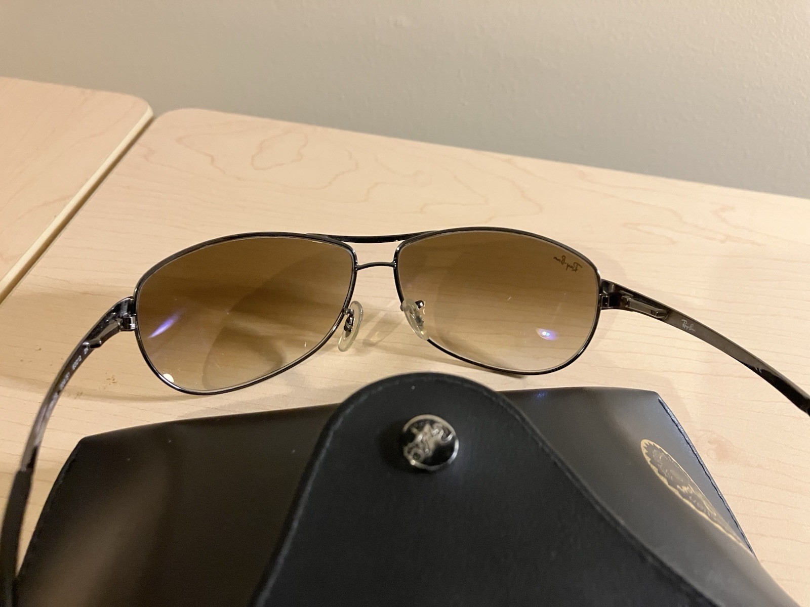 Ray-Ban RB3342 Warrior Gunmetal Brown Gradient Wrap Sunglasses 60□12 w/ Case