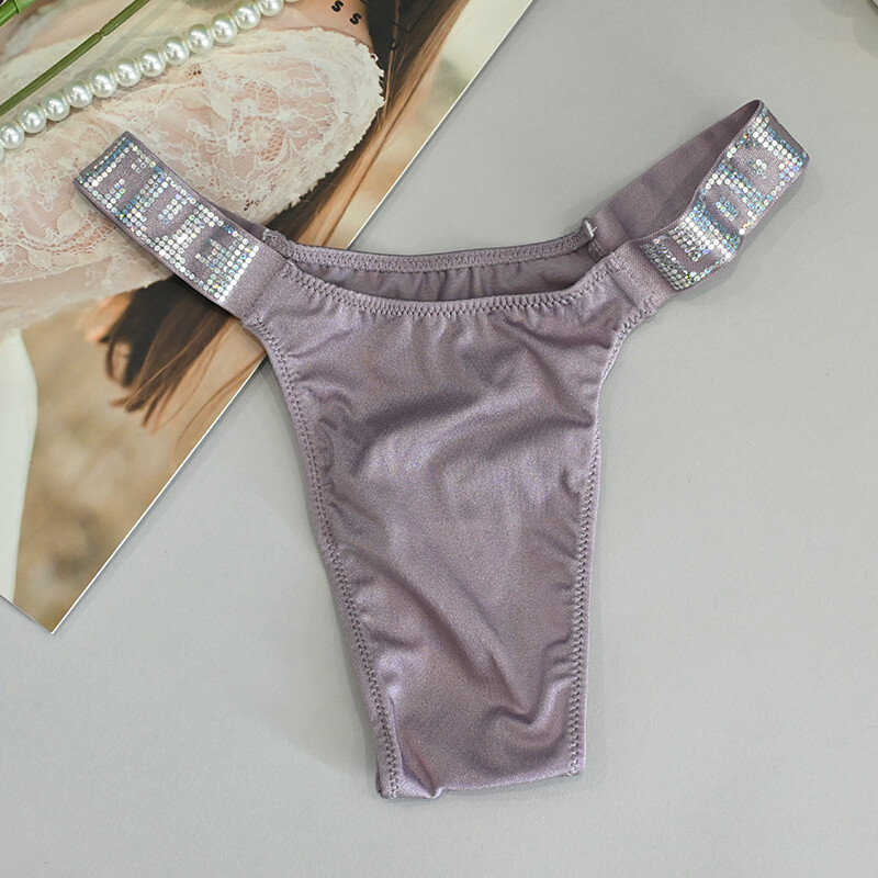 5 Packs Lot Sexy Womens Satin Panties Thong Brief Glitter Low Waist Underwear