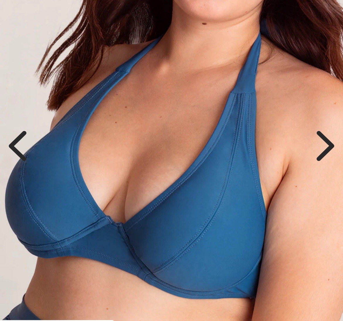 Empetua By Shapermint Full Coverage Halter Bikini Top 2XL Ocean Blue Swimwear