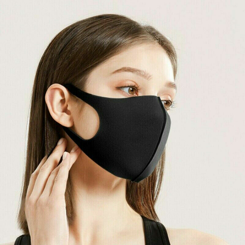 4PCS Light Comfortable Layer Black Cotton 3D Washable Face Mask / Reusable USA