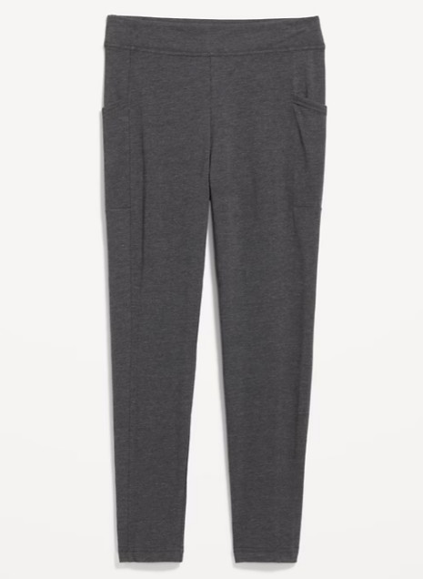 Old Navy High Waisted Side Pocket 7/8 Fashion Layering Legging Dark Gray Large