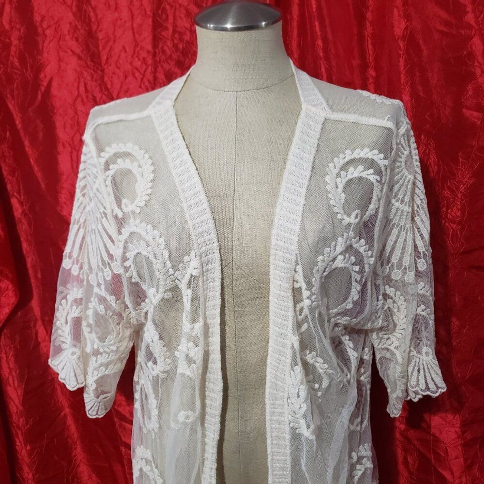 New Anthropologie Do Everything in Love Ivory Long Lace Cardigan Duster Cover Up