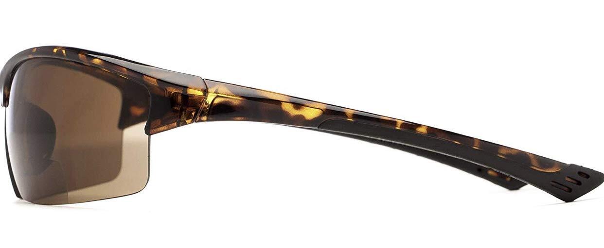 BBI Foster Bifocal Sun Reader Sport Wrap Around Sunglasses Tortoise Amber +3.00