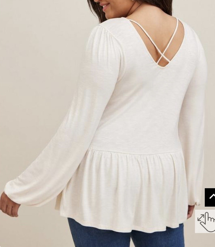 TORRID LONG SLEEVE BLOUSE TOP EMBROIDERED BABYDOLL SHIRT 5 5X 5XL 28 NEW