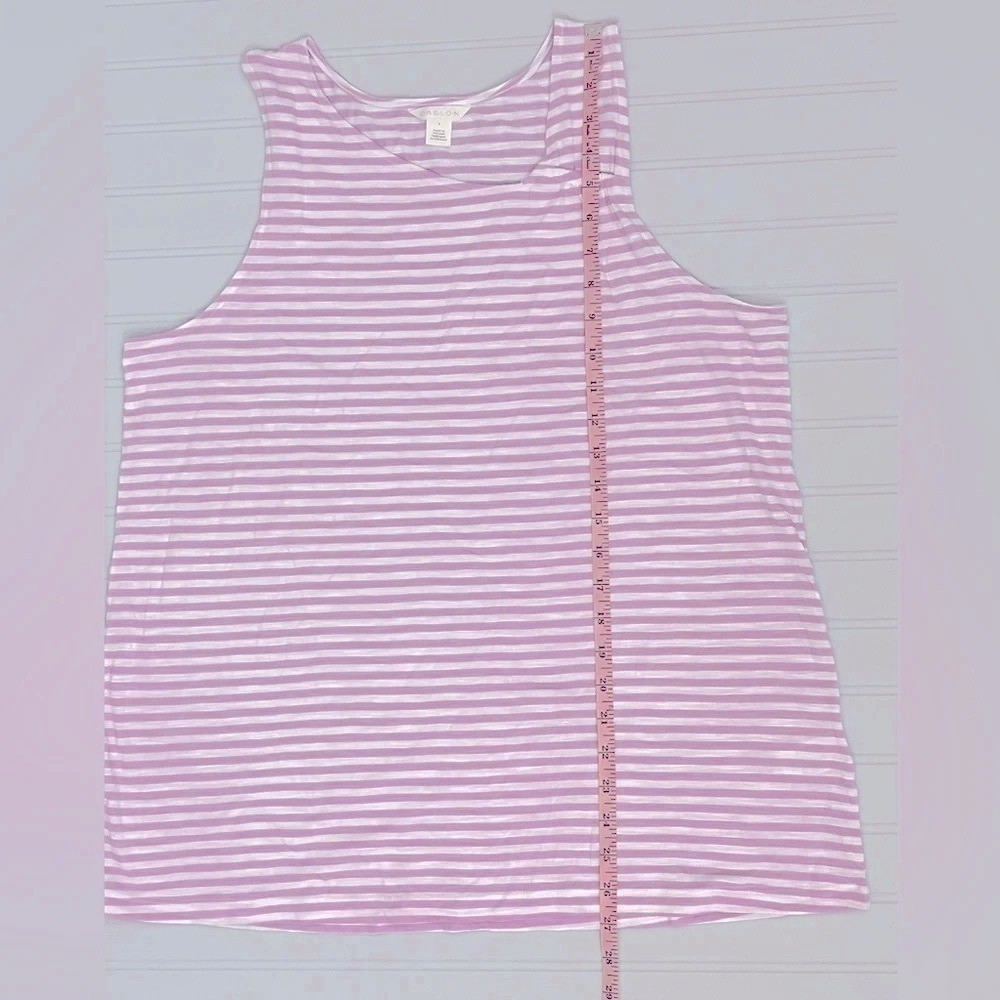Caslon Asymmetrical Scoop Neck Striped Tank Top Womens Large Purple White NWOT