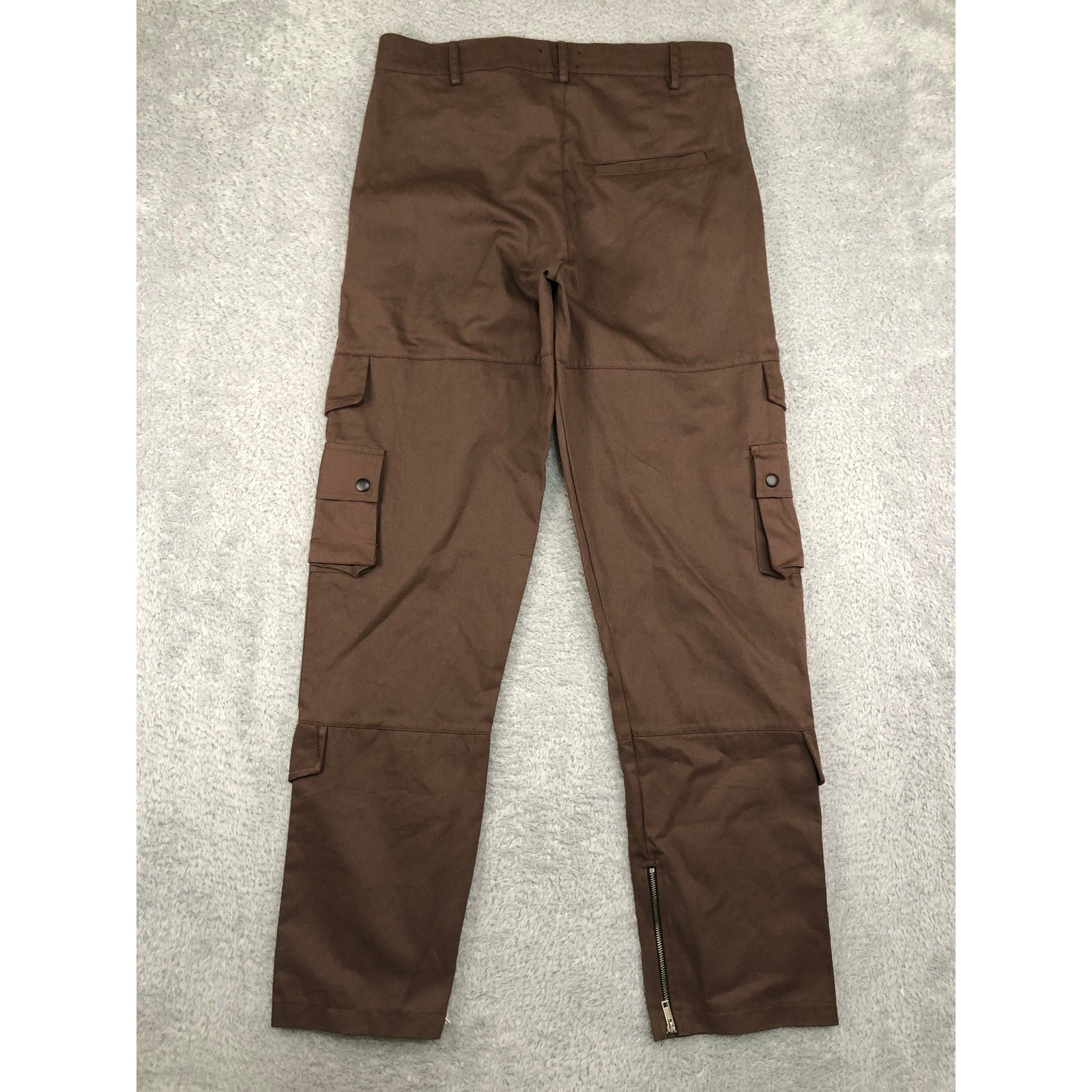 BoohooMAN Cargo Pants Men S (32×32) Chocolate NWT Fixed Waistband Relaxed Twill