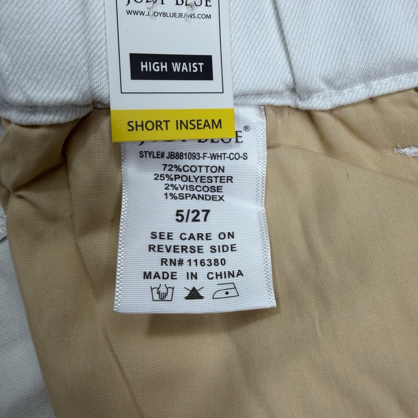 Judy Blue Jeans 5/27 Short White Palazzo Fit Wide Leg Drawstring Stretch NWT