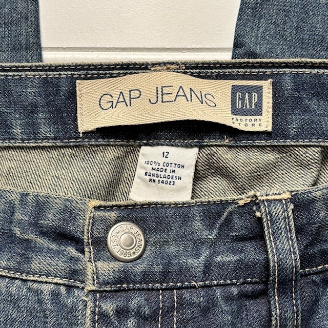 Gap Jeans Womens 12 Wide Leg Cuffed Denim Cropped Blue High Rise Vintage