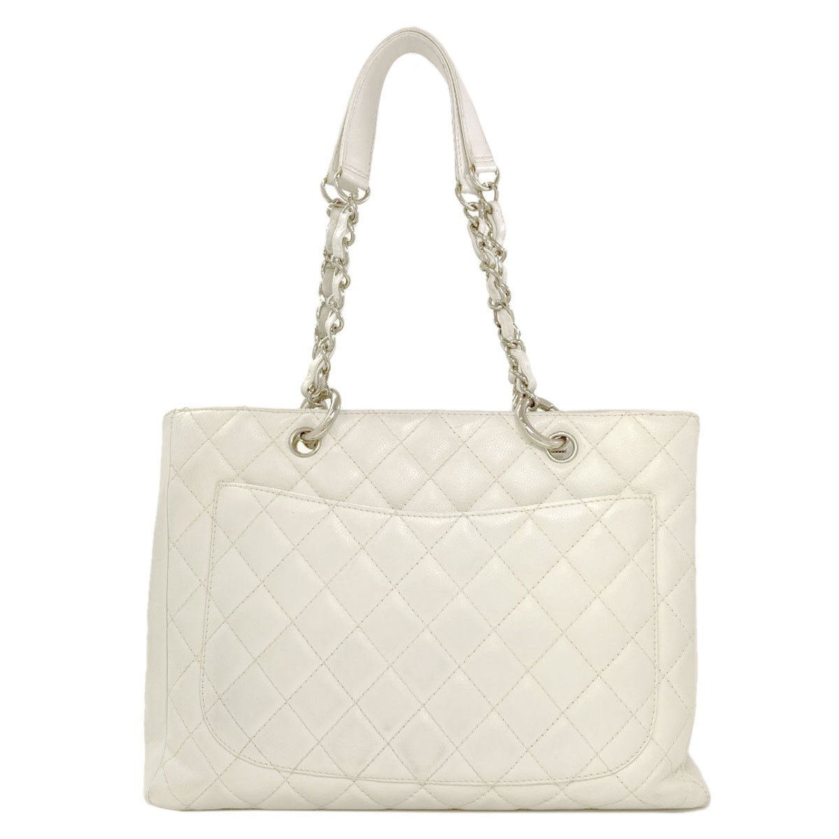 CHANEL COCO Mark Matelasse SilverHardware Tote Bag Grained Calfskin Skin L…