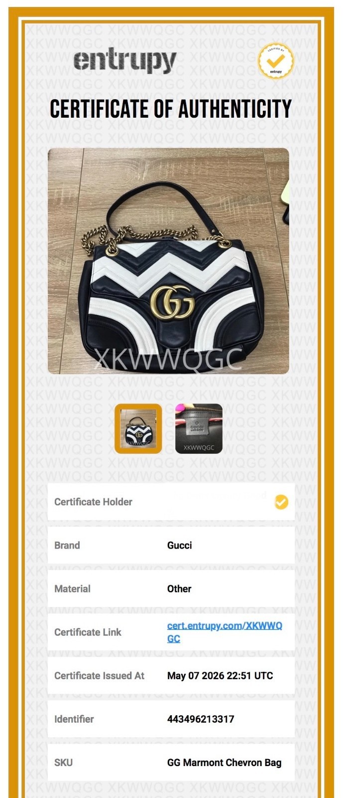 GUCCI GG Marmont Black White Chevron Shoulder Bag Matelasse Chain Crossbody