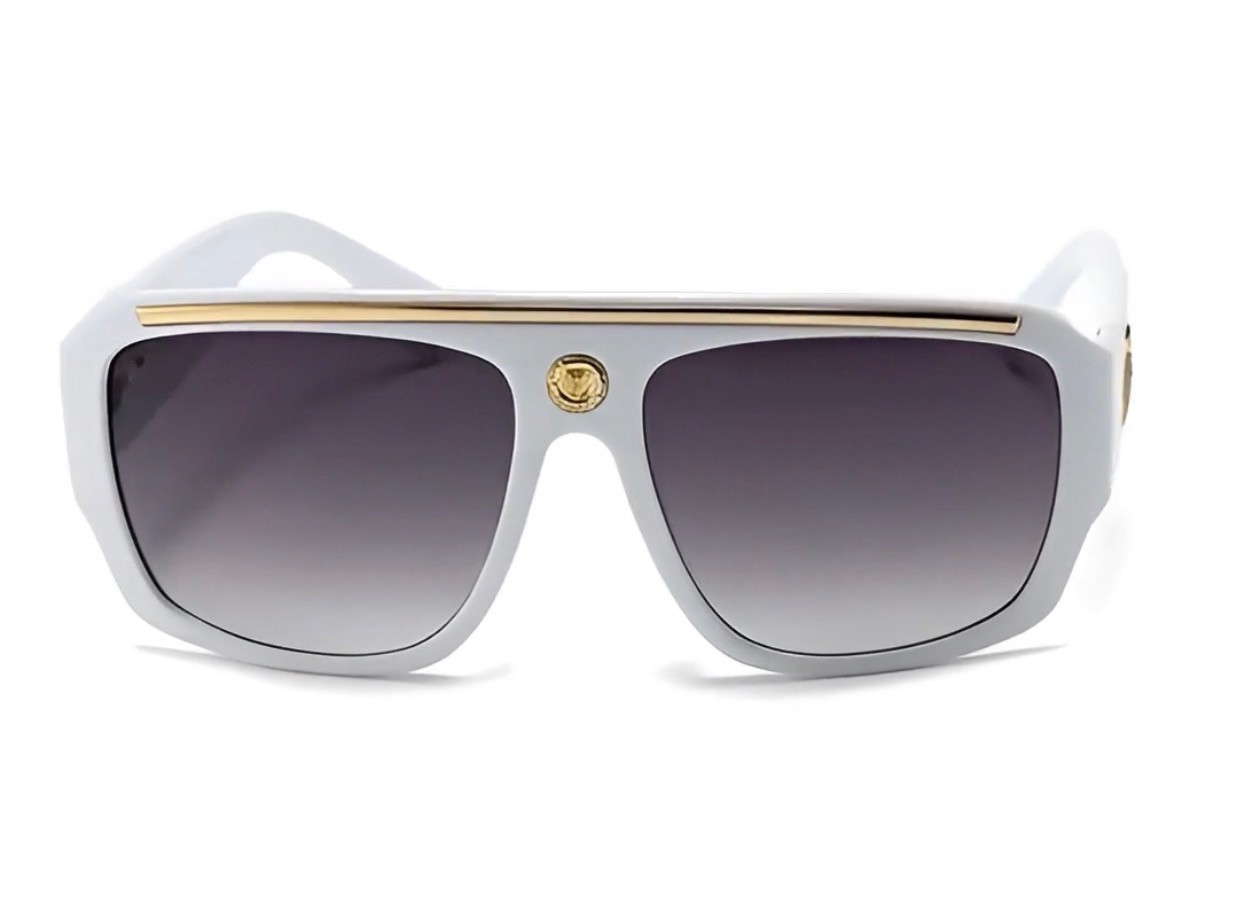 Oversized Square Kleo Lion Head Medallion Flat Top Sunglasses Lentes Shades