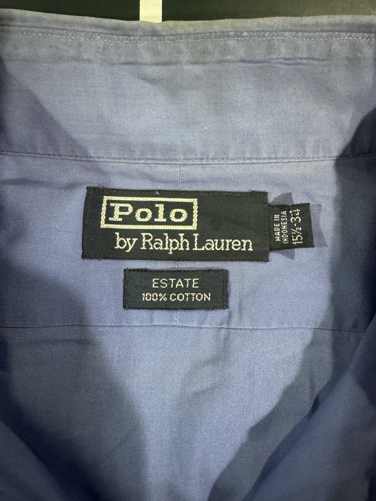 Polo by Ralph Lauren Estate Blue Solid 100% Cotton Easy Care Dress Shirt 15.5-33