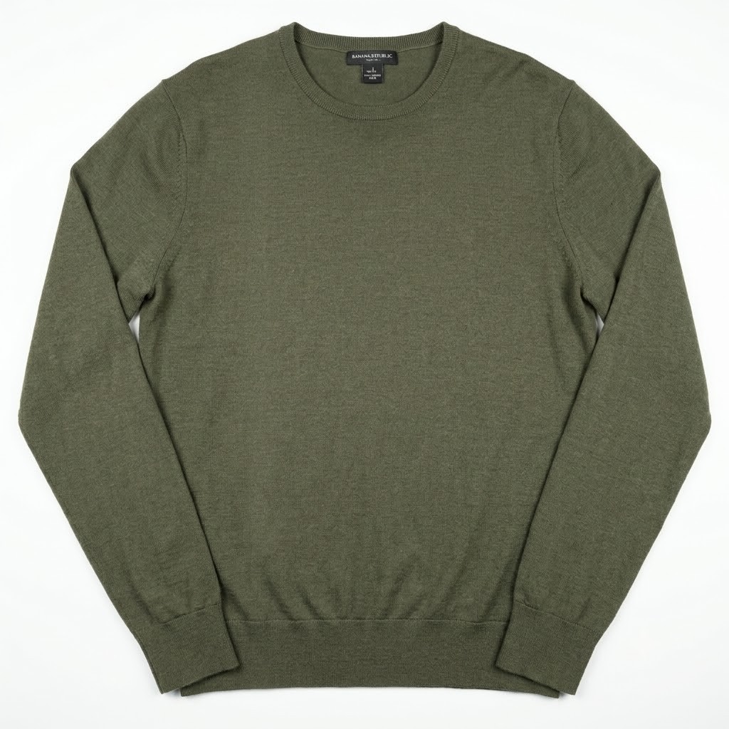 Banana Republic Merino Wool Sweater Men L Olive Green Old Money Quiet Luxury