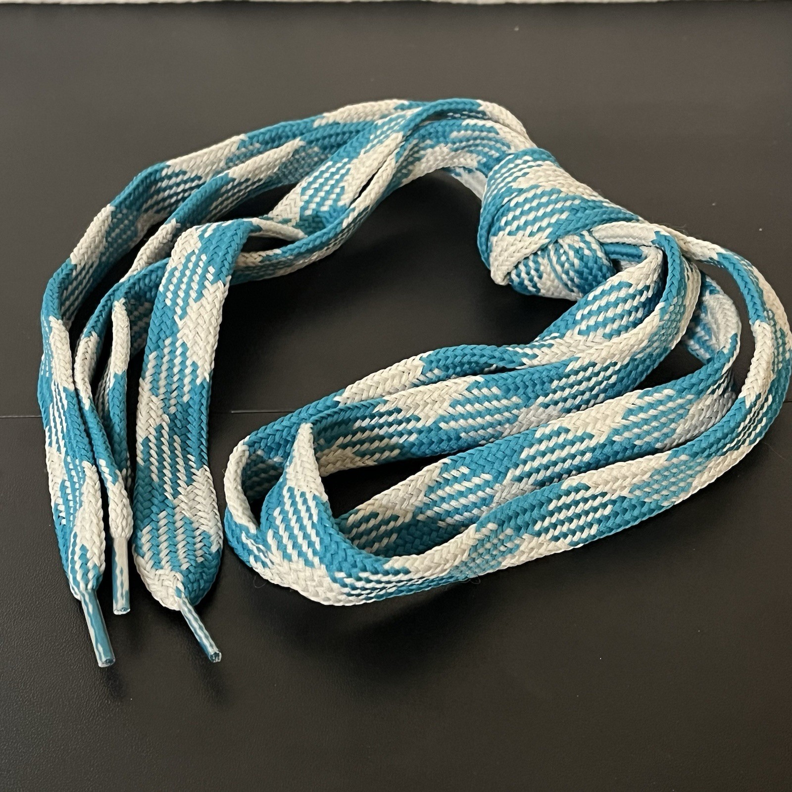 Shoe Laces Wide Fat Flat 45 inches Argyle Shoelaces 80s Vintage Baby Blue Gray