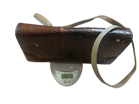 Vintage Brown Snakeskin Convertible Clutch Shoulder Bag Multi-Pocket Sold As Is