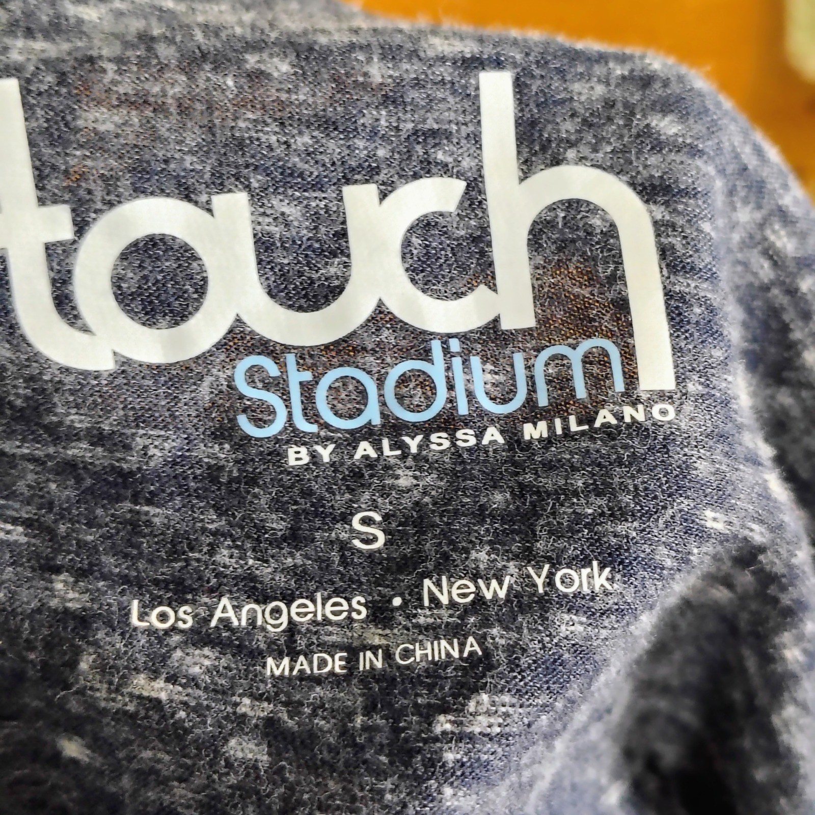 Touch Stadium Alyssa Milano Seattle Seahawks Rhinestone Logo Tee Navy Small