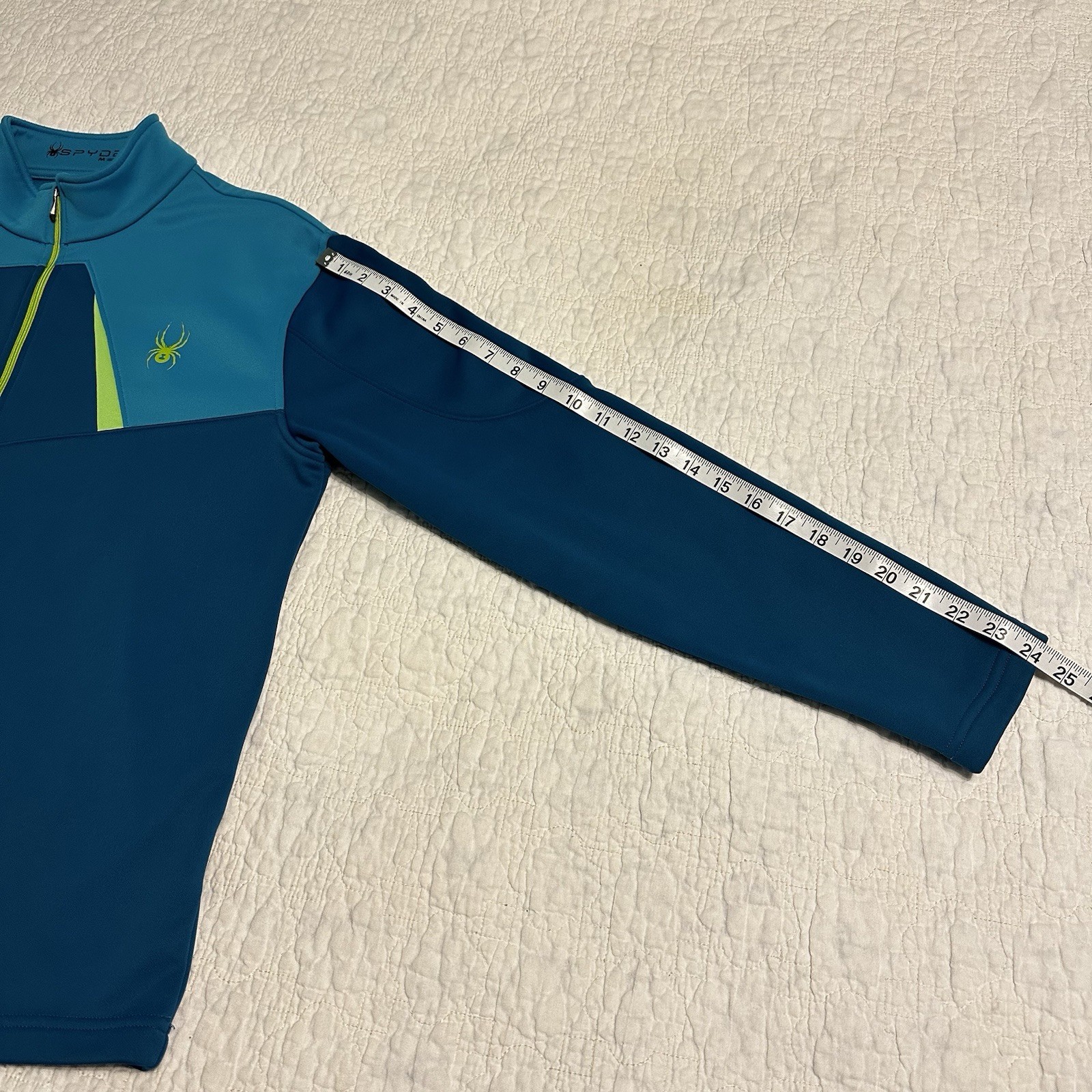 Spyder 1/4 Zip Blue Green Teal Pull Over Mens Size Medium Lined Colorblock