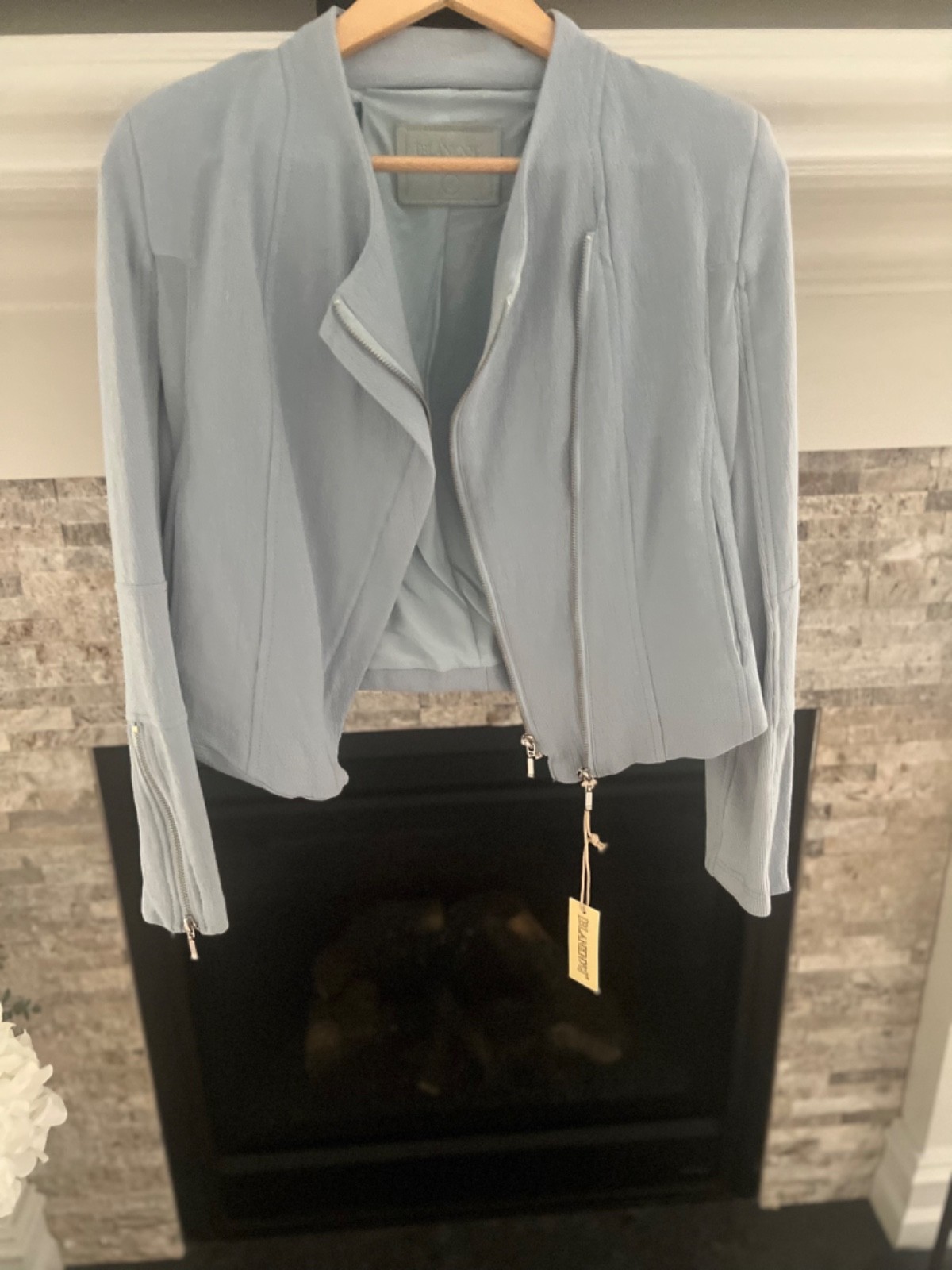BLANKNYC Women’s Light Blue Asymmetrical Zip Moto Jacket – NWT, Size Small