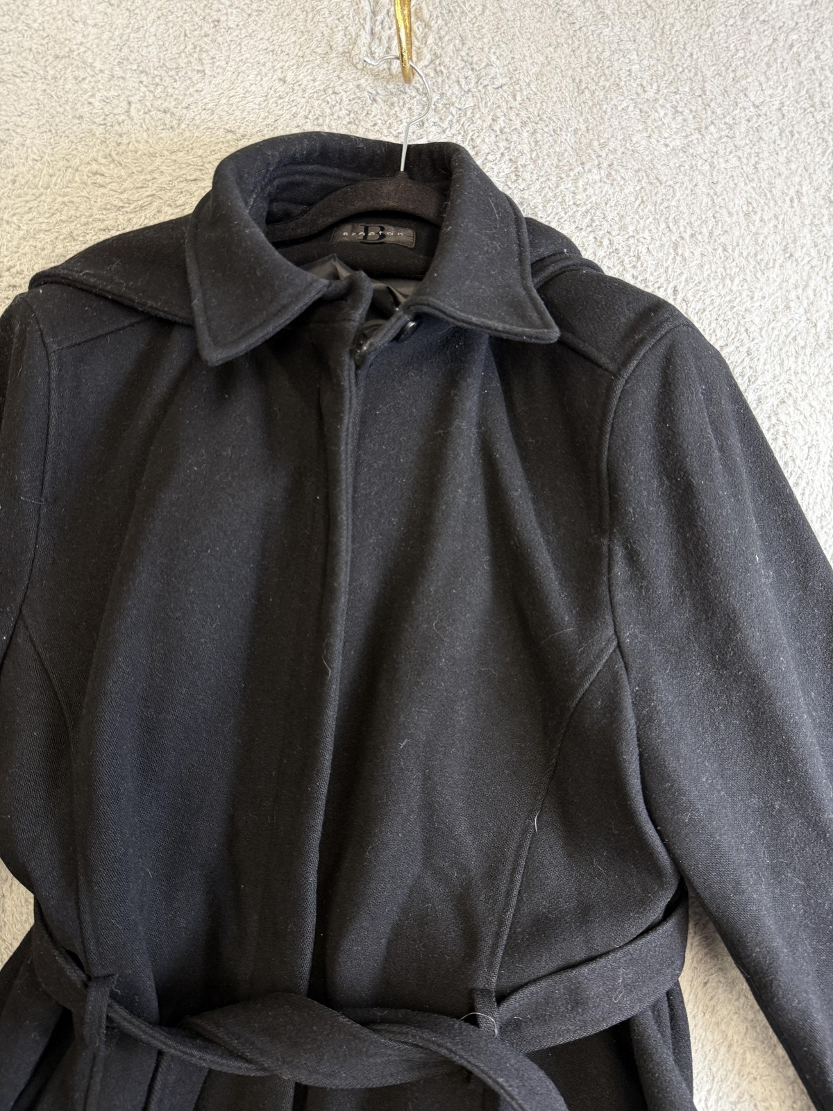 Braetan Jacket Womens Medium Black Hooded Belted Waist Tie Zip Lined Coat Winter