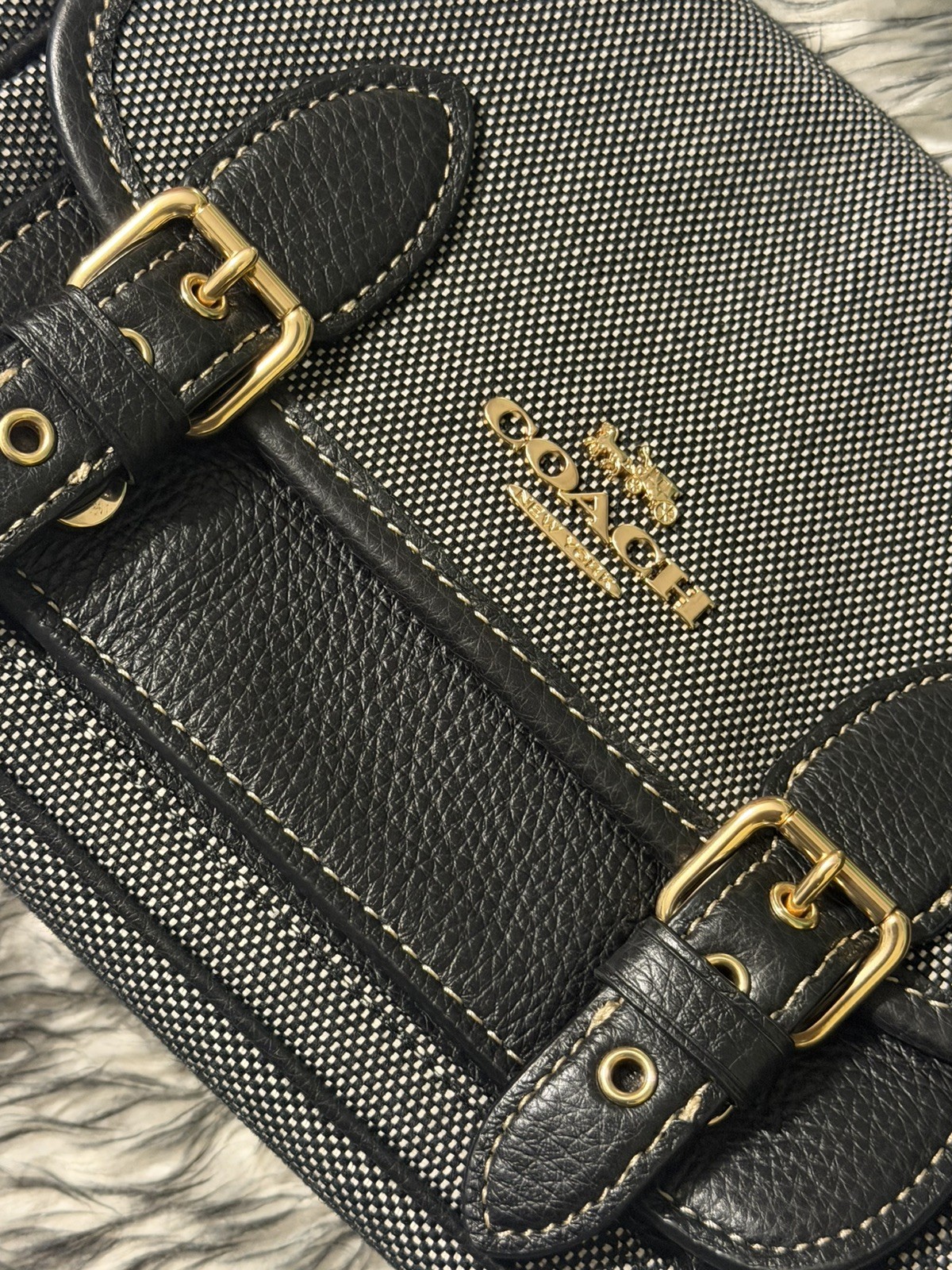 Coach Lucy Small Crossbody Bag Black Magnetic Flap Buckle Adjustable Strap