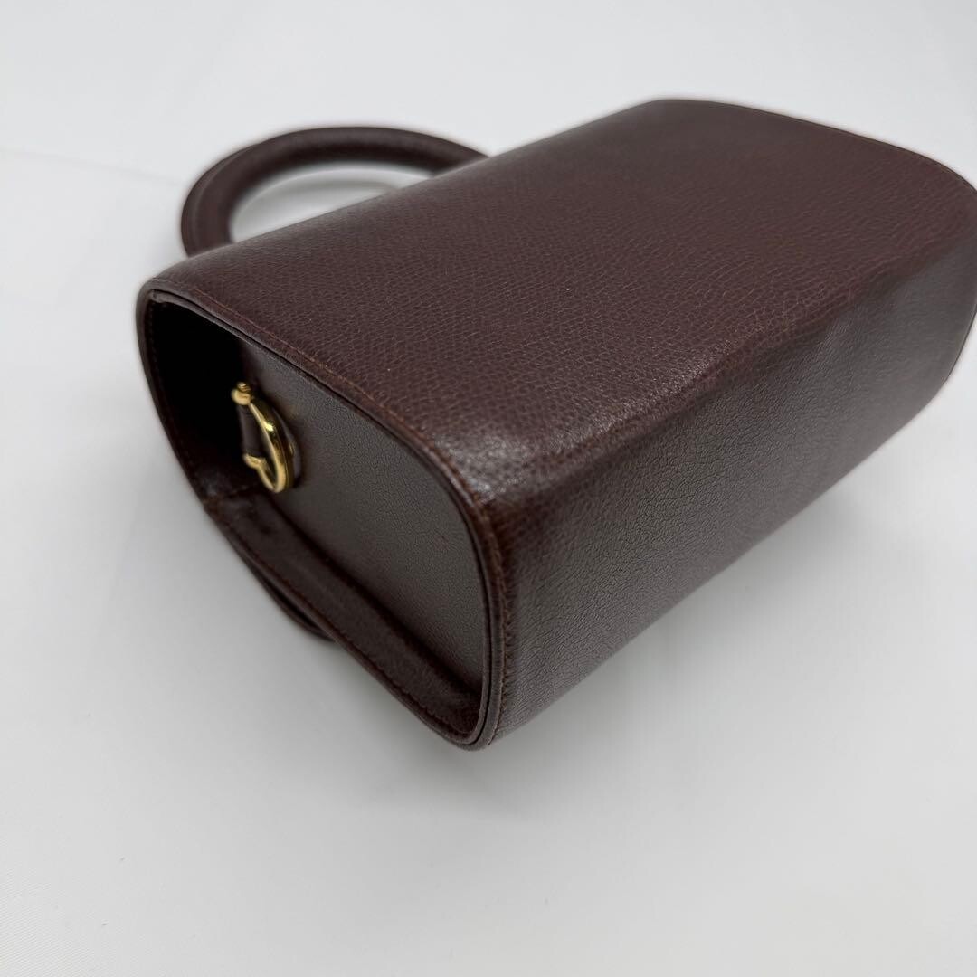 MaxMara Brown Leather 2Way Mini Top Handle Crossbody Flap Bag Italy Gold Logo