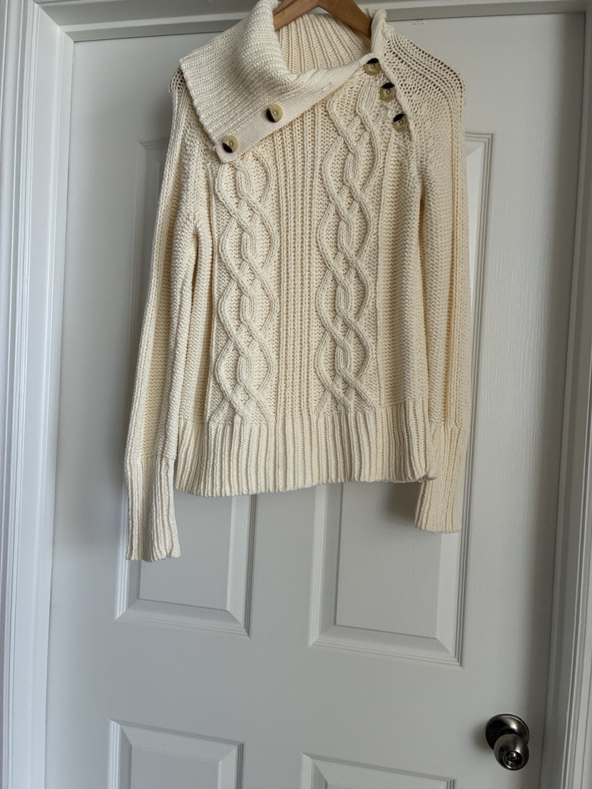 Vintage Falls Creek CableKnit SweaterCream Fisherman Collared CozyCottagecore