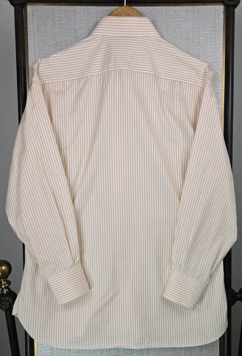 STEFANO RICCI Mens Size Large Made in Italy Shirt Orange Vertical Stripe Cotton