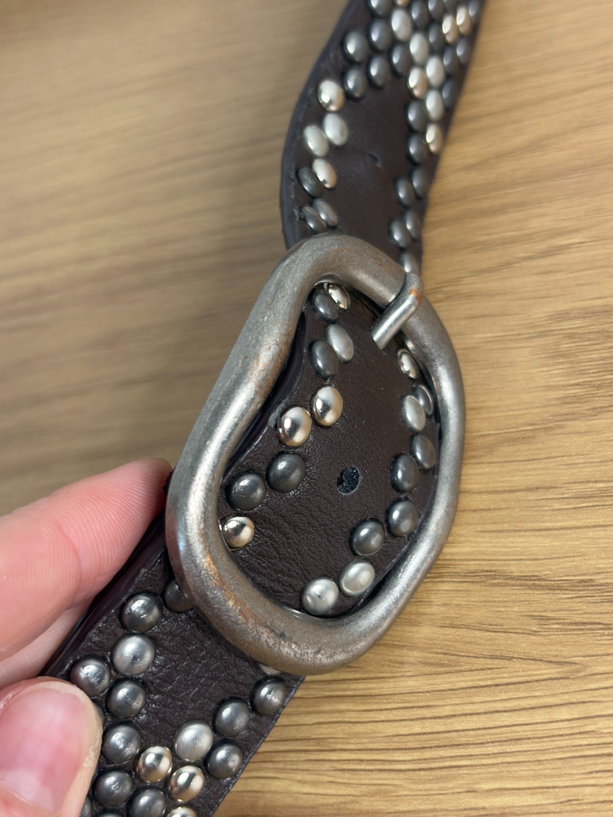 Studded 90’s Y2K Belt Womens Large Mixed Metals Black Biker Rocker Punk Metal 14
