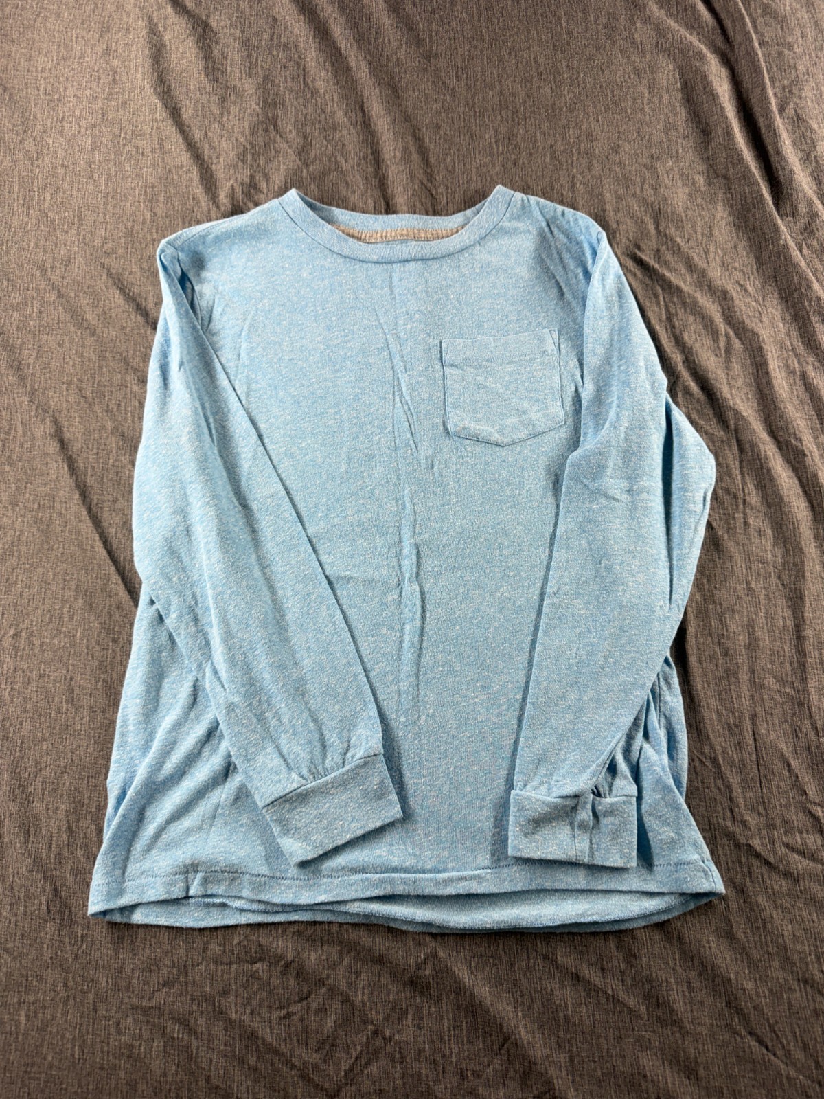 Old Navy Boys Large 10-12 Long Sleeve Pocket T Shirt Blue Heather Casual