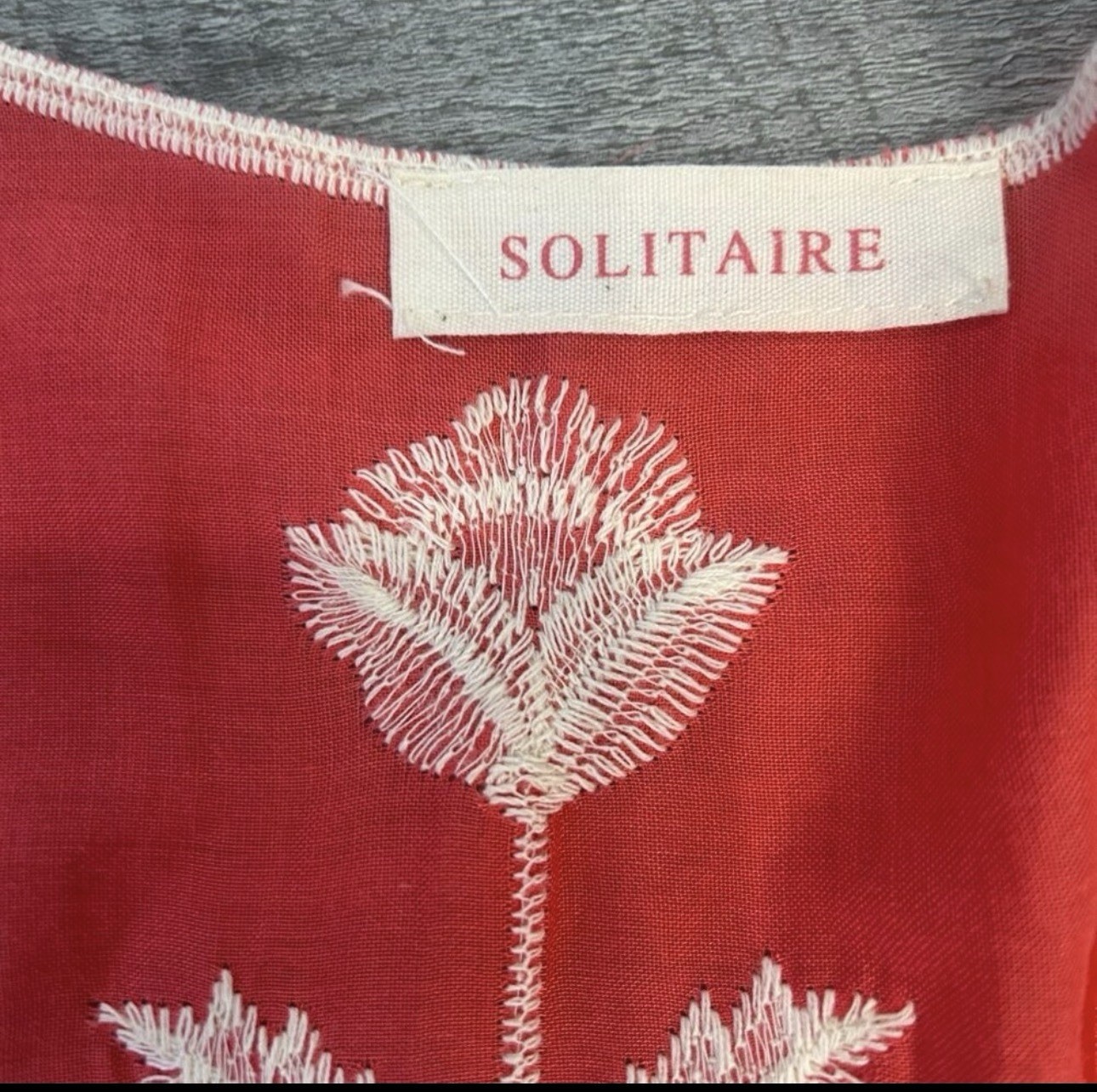 Solitaire Coral Heavily Embroidered Open Front Short Sleeve Kimono M29