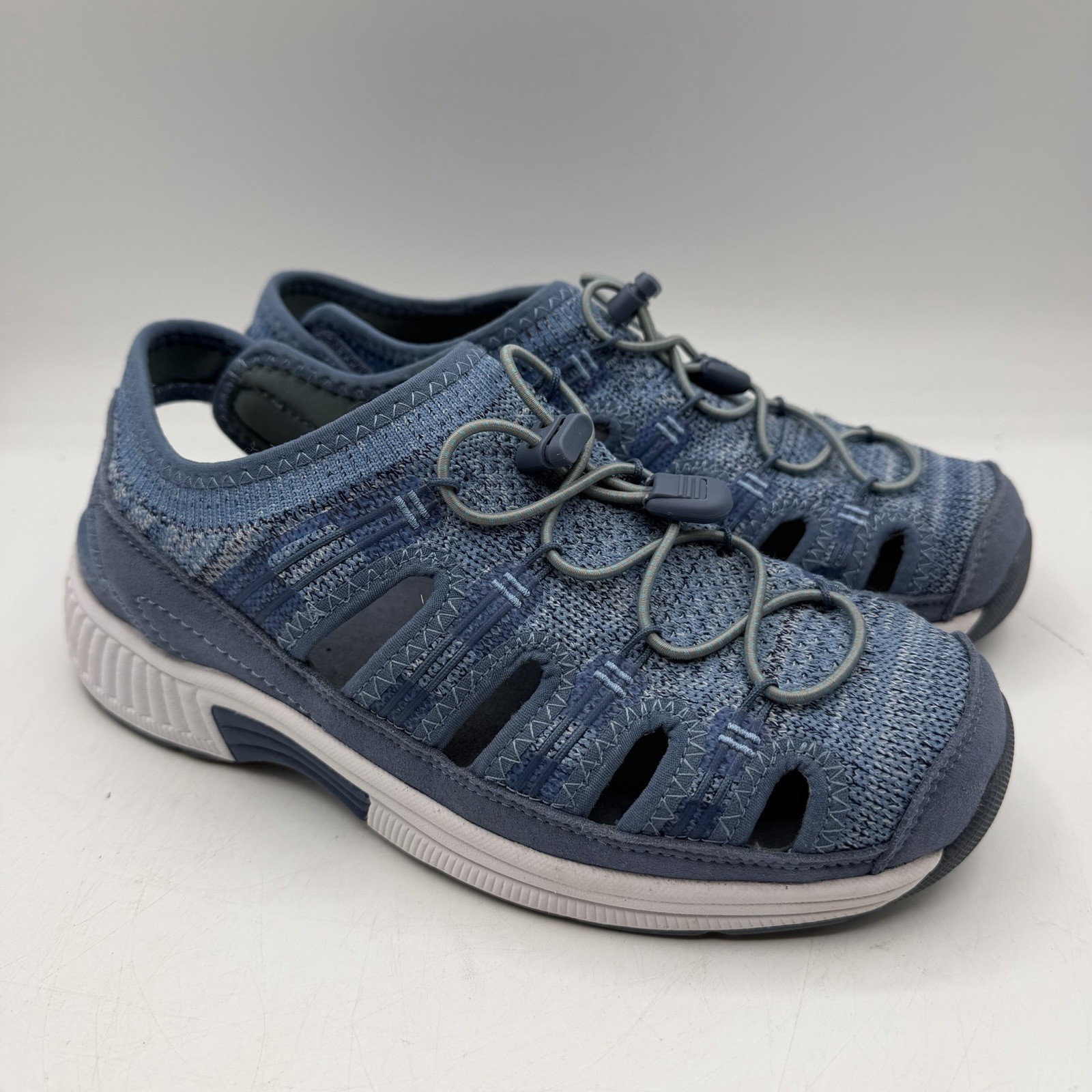 Orthofeet Laguna Sandals Womens Sz 7 2E X-Wide Blue White Comfort Fisherman 806