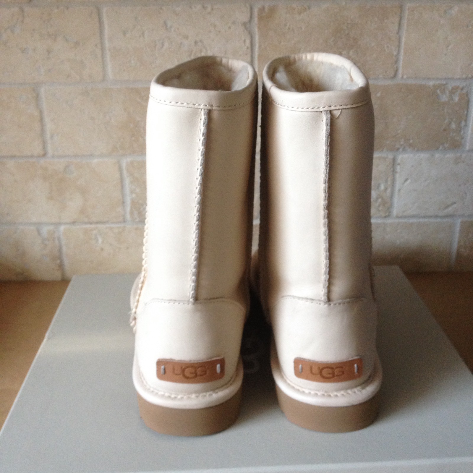 UGG Classic Short Cashmere Pearl Water-resistant Leather Boots Size US 5 Womens