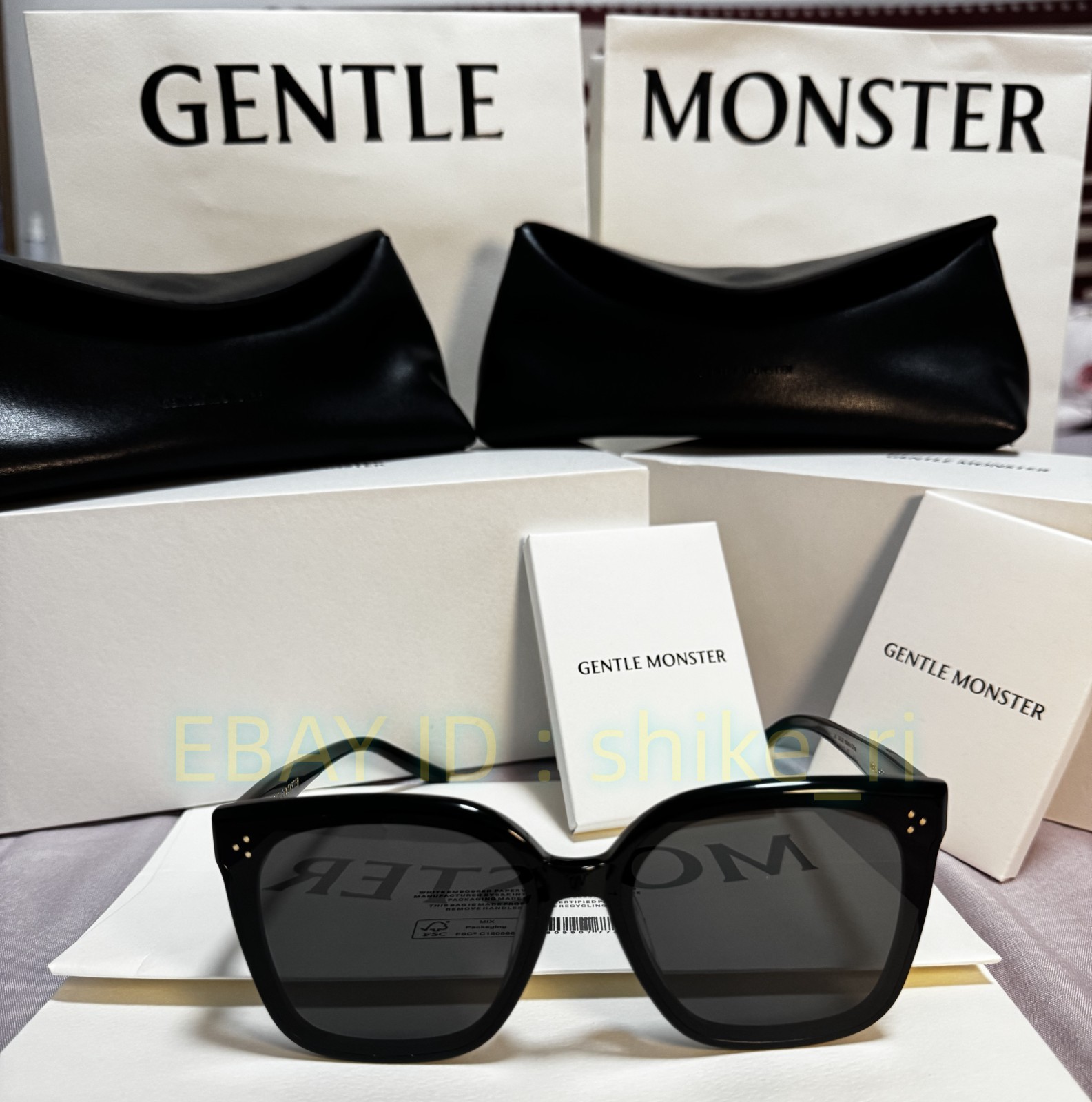 GentleMonster New Her 01 Unisex Sunglasses Oversized Black Frame Black Lenses