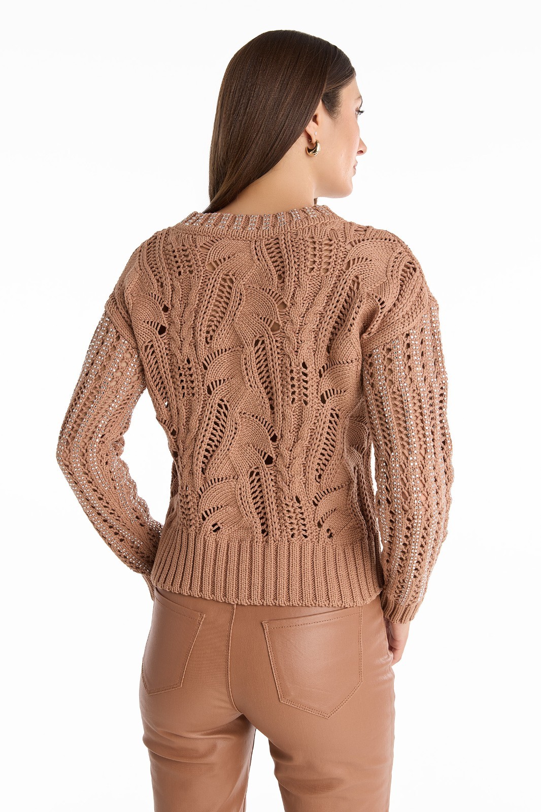 Elea Crystal Knit Sweater Mocha THE NOLI SHOP