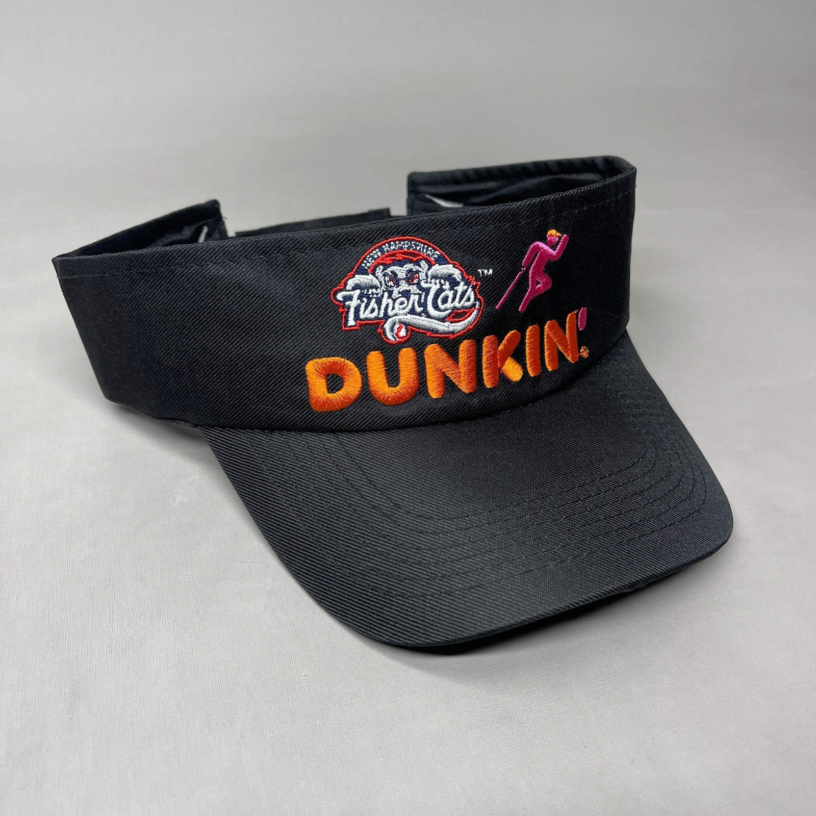 DUNKIN’ DONUTS Visor Cap w/ New Hampshire FISHER CATS Logo Black (New)