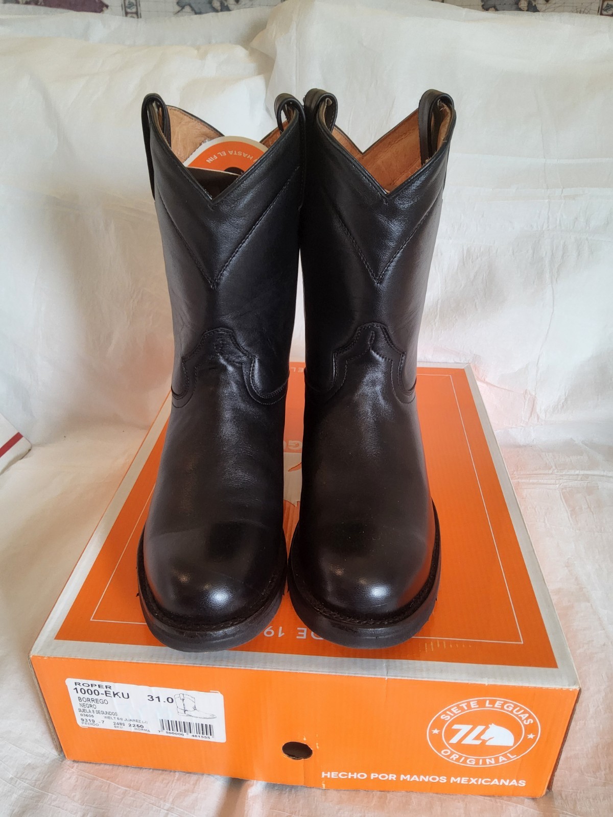 Size 13 EE – USED 7L Siete Leguas Roper Black (31 MEX)
