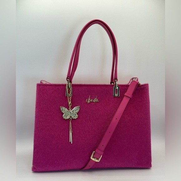 Elsada Krissy Hot Pink Structured Satchel Tote Crossbody Bag