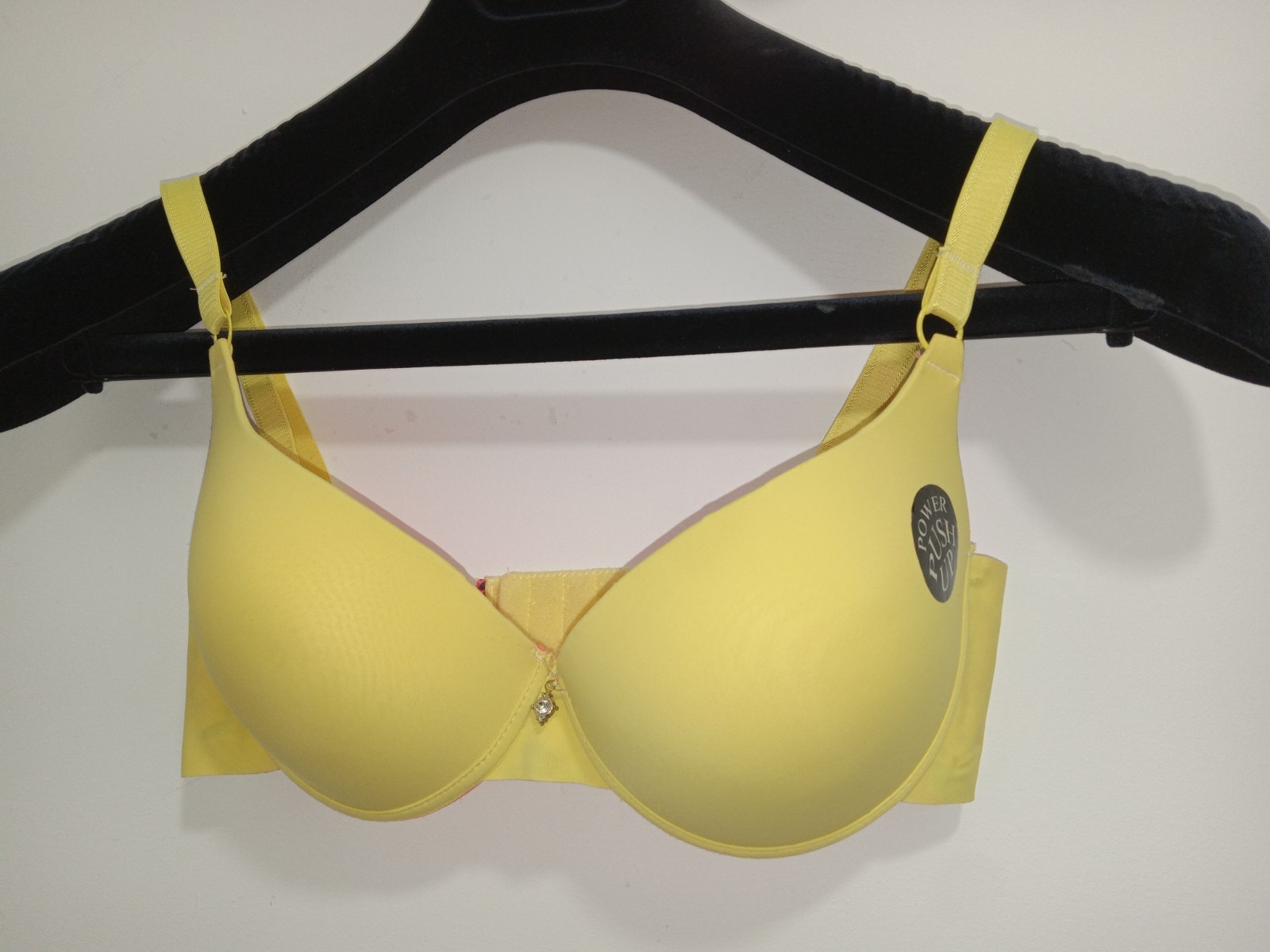 Bella Women Add 2 Cup Sizes Power Lift Padded Push Up Bra 34C Yellow NWT *FLAW*