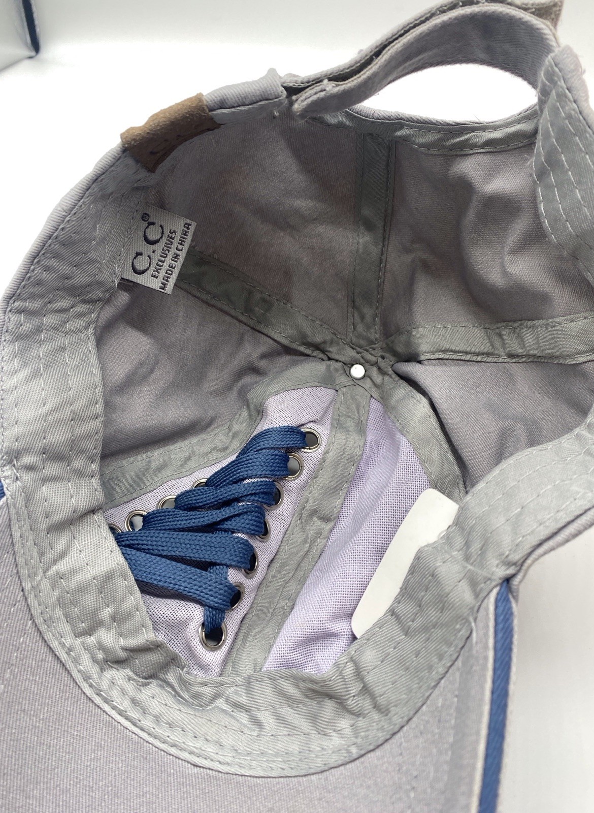 Back Gray/Royal Blue Lace And Trim On Bill. Blemish In Photo On Brim