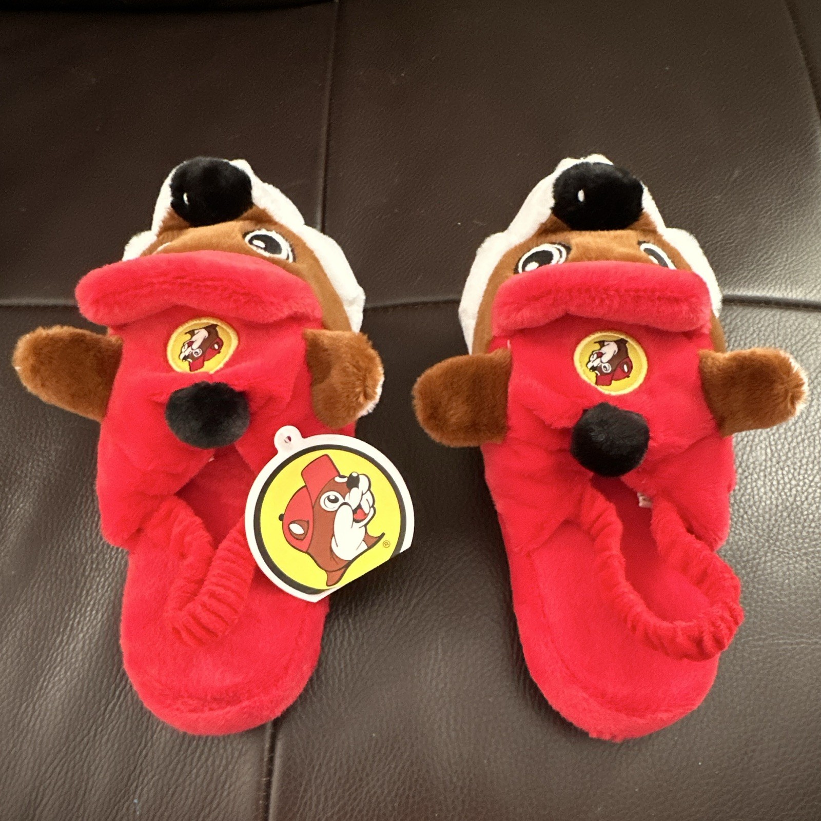 Buc-ee’s Beaver Plush Slide Slippers Kids US 3 Non-Slip Slides