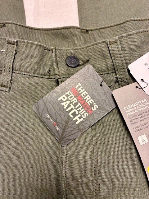 Carhartt FRB 159MOS CAT2 Loose Fit Olive Moss Green Canvas Work Pants Jean 33×34
