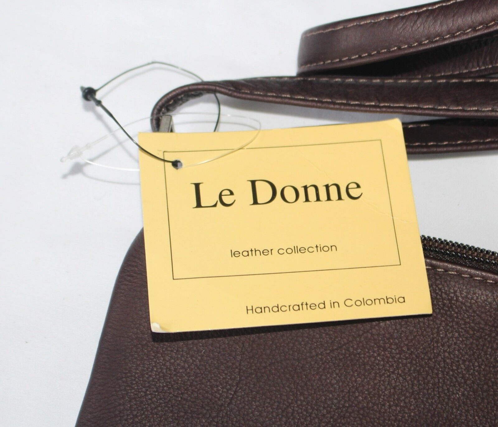 $180 NEW Le Donne Leather CAFE BROWN Purse Crossbody Zipper Snap Pocket NWT
