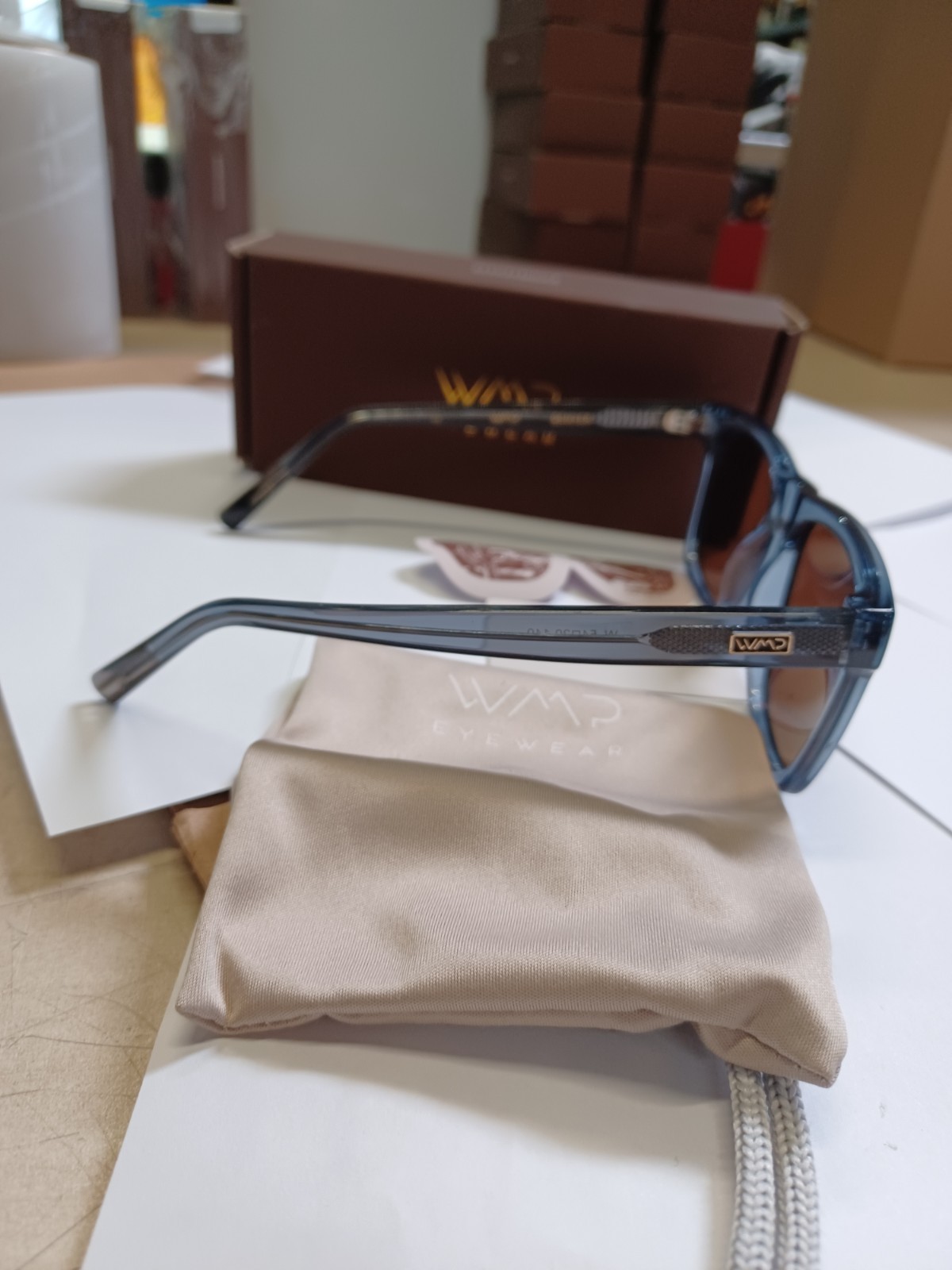 WMP Denver 54-20-149 Crystal Indigo Blue / Dark Brown Lens Sunglasses