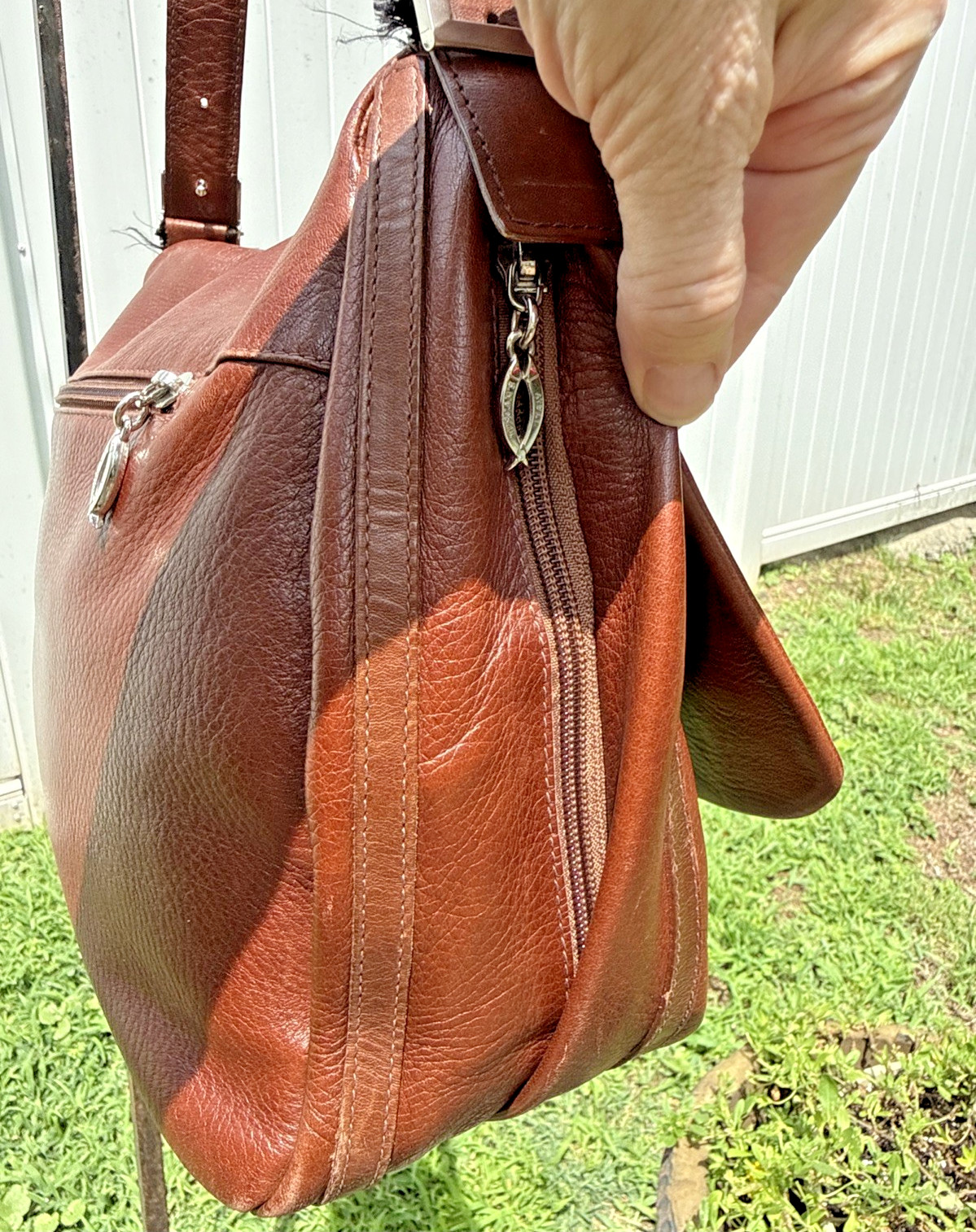 Tuscan’s Brown Italian All Leather Shoulder Satchel Mailbag Saddle Bag Adustable