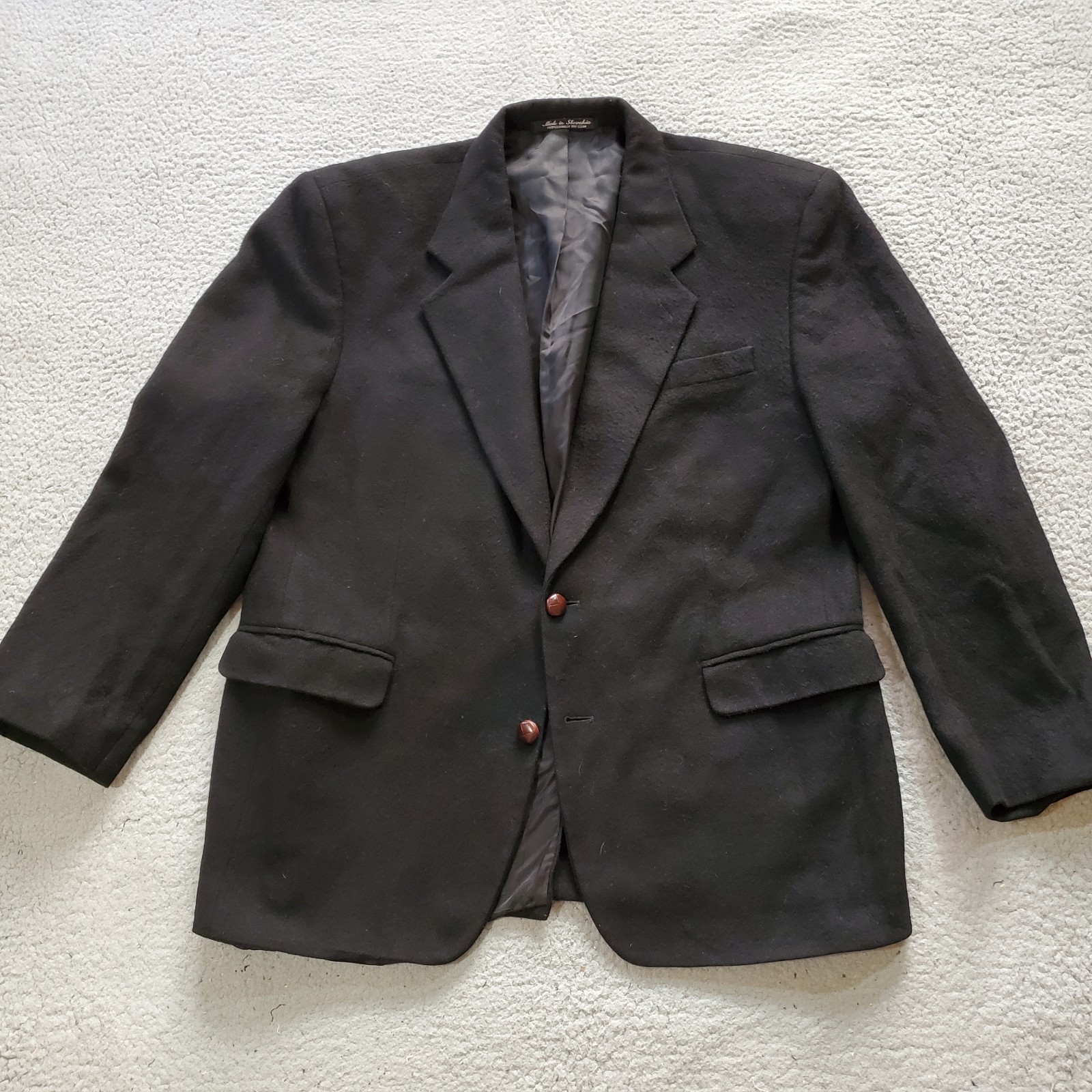 Vintage Tailor Row Deansgate Blazer Sport Coat Jacket Mens 42R Black Camel Hair