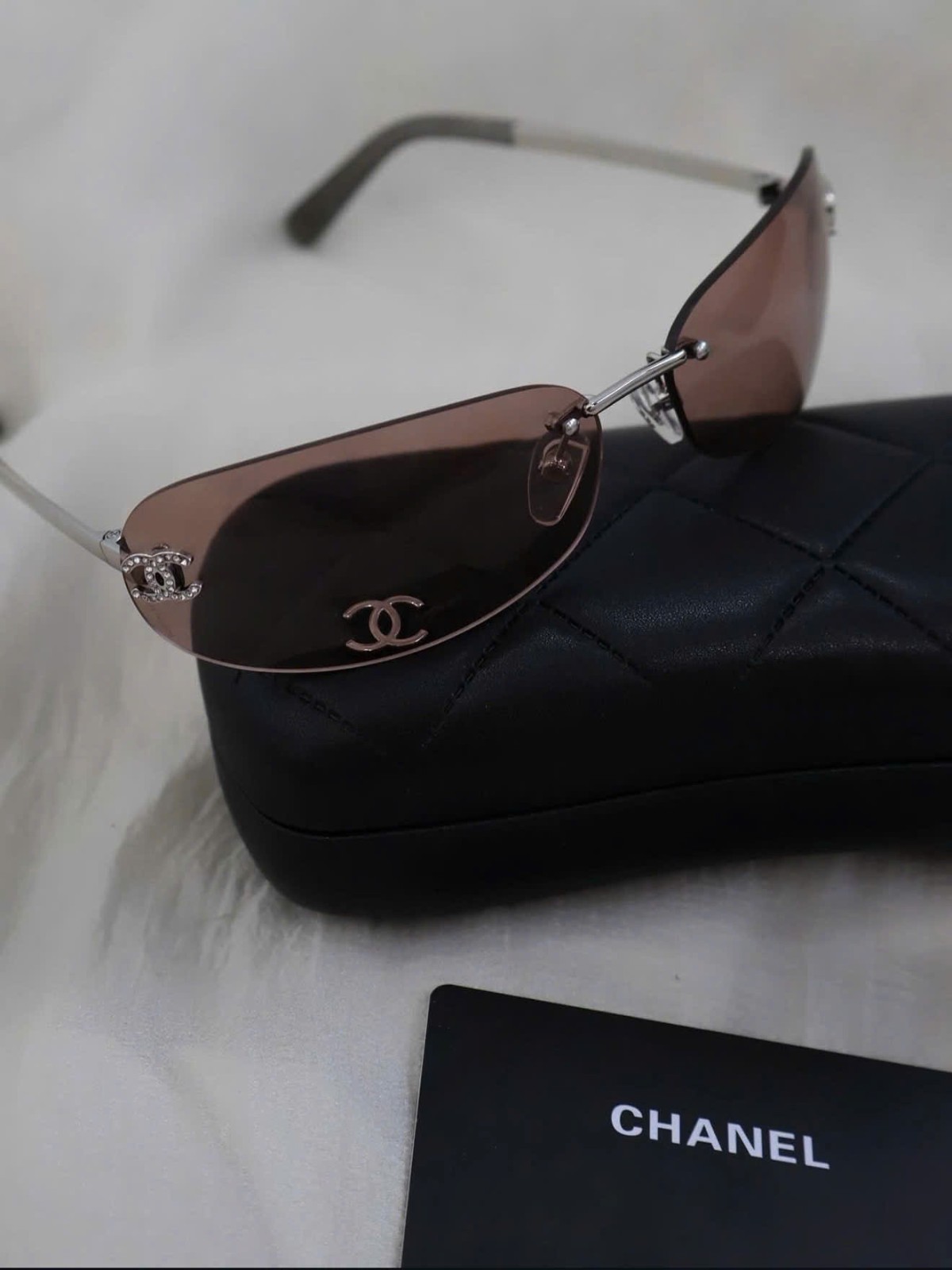 CHANEL A71560 Rimless Shield Sunglasses Brown Lens Women 68-16-145