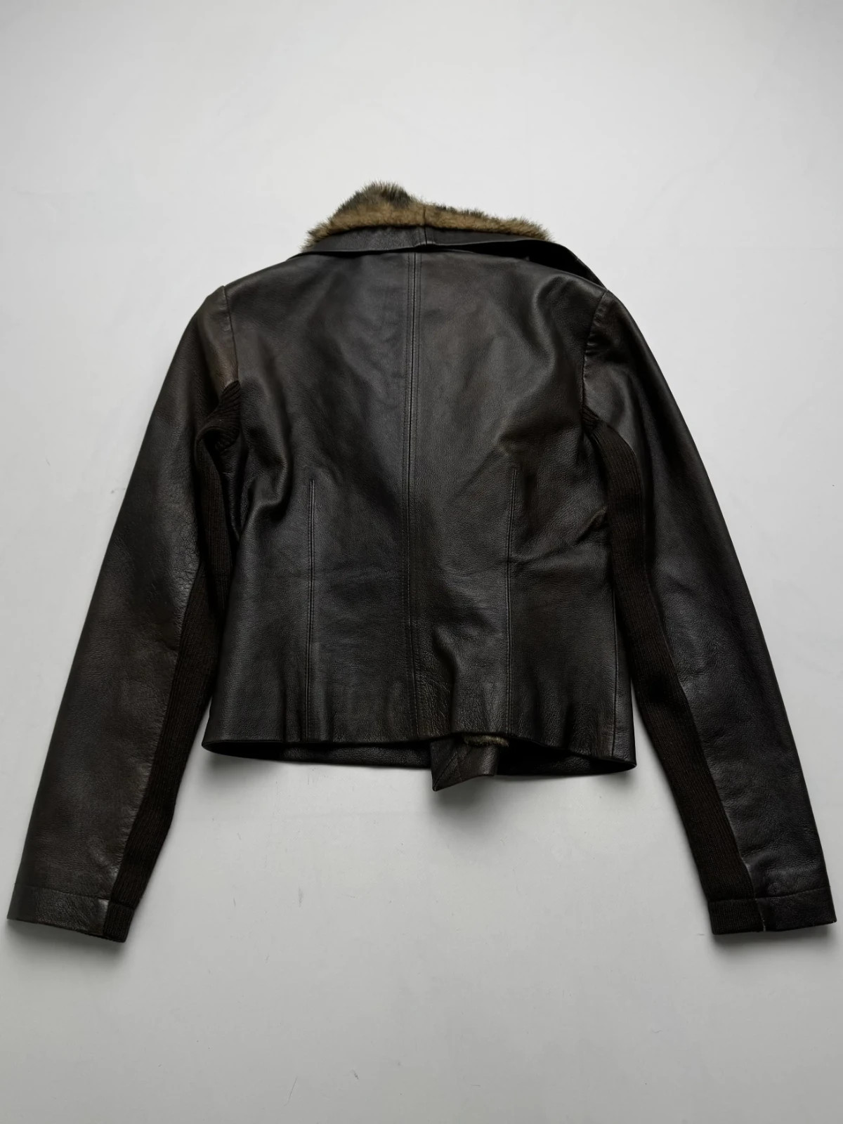 Morgan De Toi Vintage Real Leather Faux Fur Collar Biker Jacket Women’s Size S