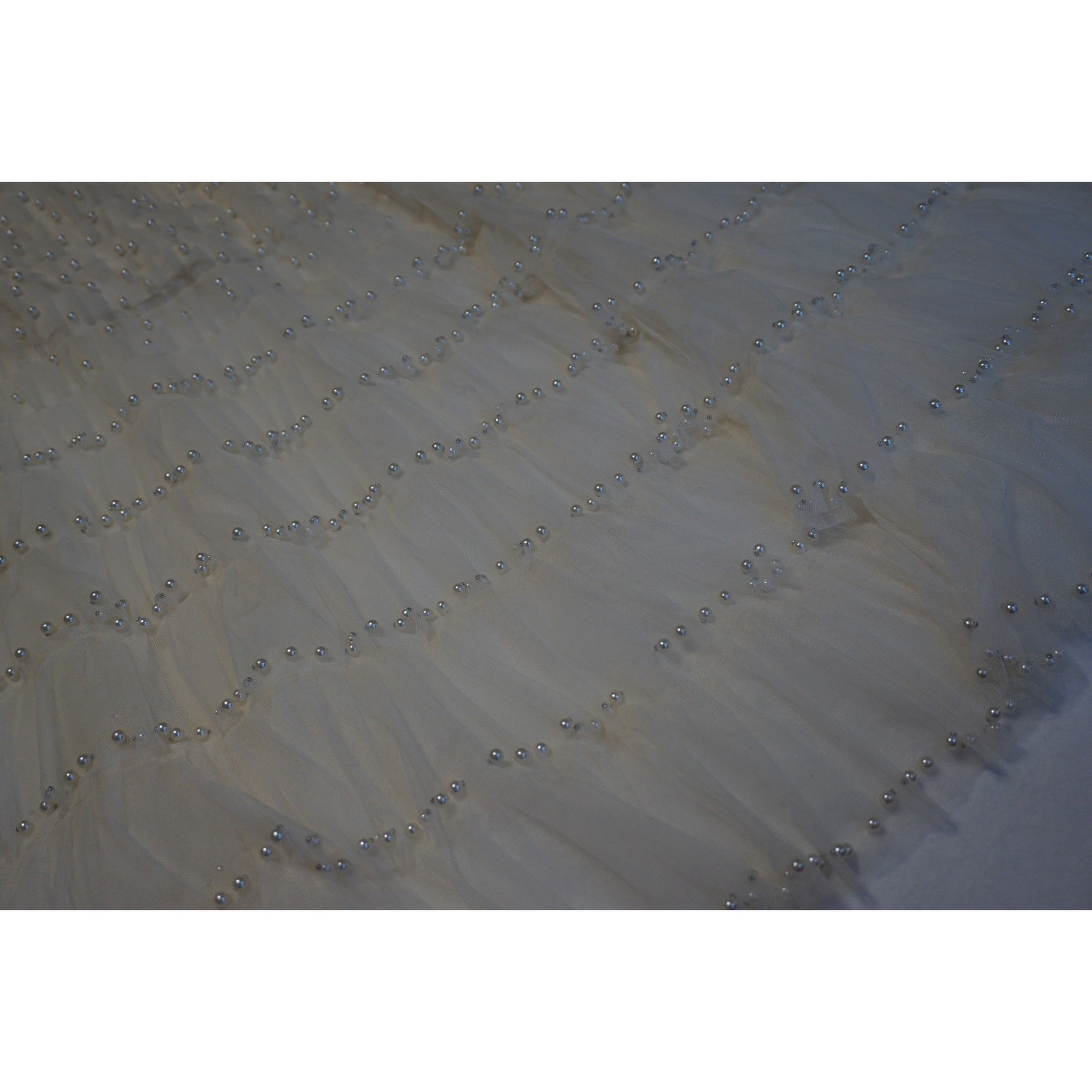 POL Cream Tulle Tiered Skirt Pearl Accents FWS6 Womens Size S/M Boho Romantic